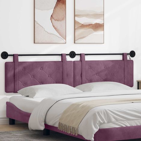 vidaXL Cabecero colgante Con luz LED Morado Terciopelo (1/5)