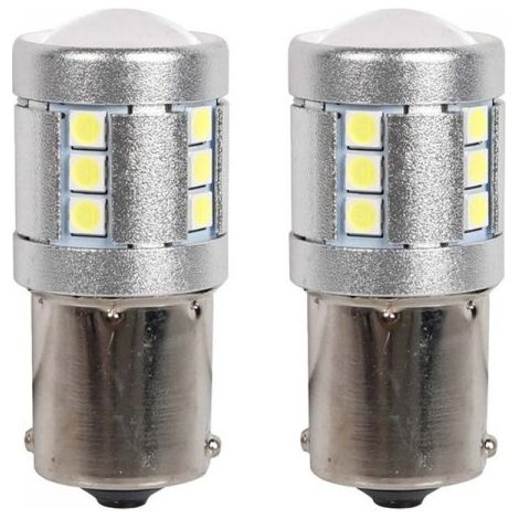2 Pezzi Lampada LED BAU15S PY21W 21 SMD 3030 12V 24V Canbus Bianco Freddo 3.5W