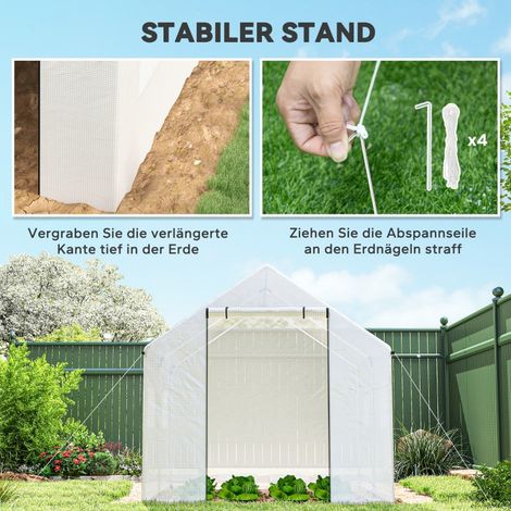 Serre de jardin 3x2x2 m, tunnel de culture avec 4 fenêtres en maille, porte zippée coulissante large, moustiquaire, protection UV résistante (1/5)