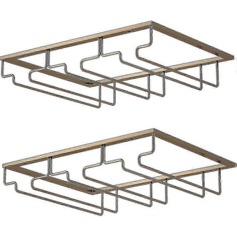 Weinglasregal – Unterbau-Weinglashalter, Stielglasaufbewahrung, Metall-Organizer für Bar und Küche, Schwarz Gold 3 Reihen, 2 Pakete (1/4)