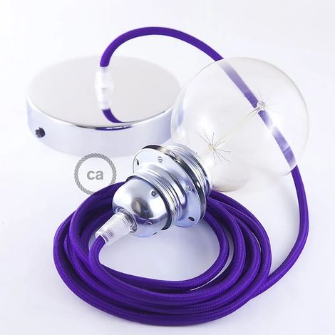 Lampada sospensione creative cables rm14 105W tessile viola rame (1/3)