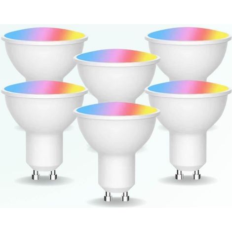PACK 6 Ampoules spot connecté LED GU10 WIFI - 5W - RGBW