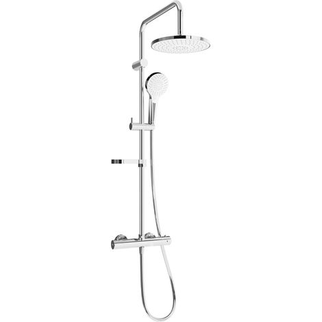 Mexen KX05 Brausegarnitur für Aufputzmontage mit Kopfbrause und Thermostatmischer, Chrom/Weiß - 7715 (1/2)