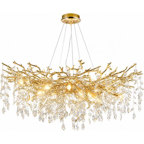 Lustre branche d'arbre LED en métal transparent 141 cm – LUSSOCRAFT, éclairage design moderne pour cuisine, salon et salle à manger