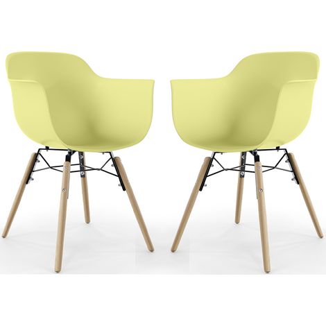 Sedia da Pranzo - Design Scandinavo - Gambe in Legno - Set di 2 - Nordika Pastel yellow