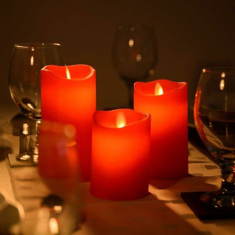 x flammenlose, flackernde LED-Kerzen, echtes Wachs, batteriebetriebene Stimmungslichter, rot (1/5)