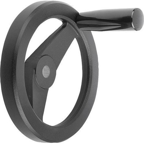 KIPP 2-Speichenhandrad D1=80 Passbohrung D2=10H7 Aluminium schwarz pulverbeschichtet (1/3)