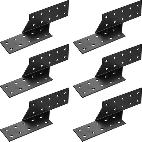 Lot de 6 supports pour poutres en bois, ancrages pour poutres, support pour poutres, supports de poteaux en bois, connecteurs pour poutres en bois, panne pour ponts de construction, bandes de lattes (1/5)