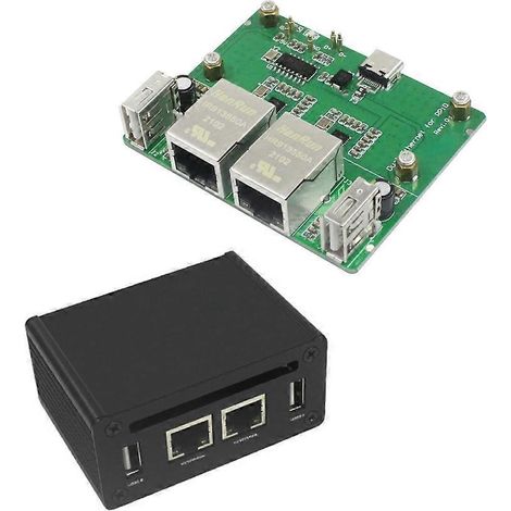 Carte d'extension double Ethernet RJ45 pour Raspberry Pi Zero 2W haute vitesse avec boîtier. (1/4)