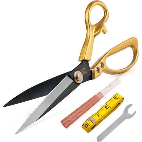 Ciseaux Couture Pointus 25,4cm - Tissu, Cuir, avec Découseur (1/5)