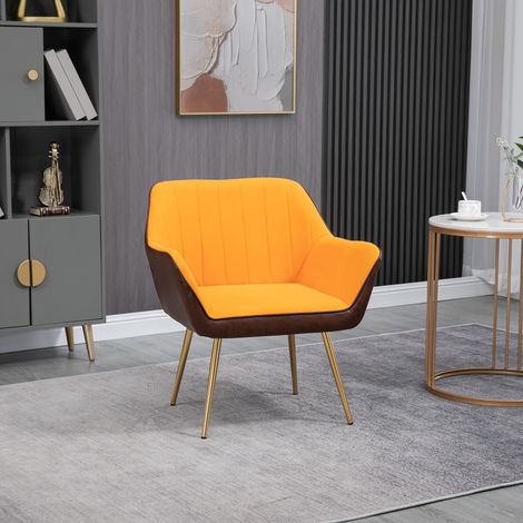 Silla de Cuero Sintético y Terciopelo con Respaldo a Rayas Patas Doradas y Asiento Acolchado para Salón Dormitorio Gris (1/5)