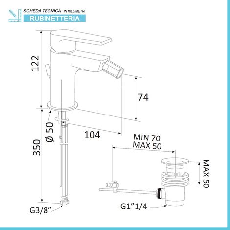 Miscelatore bidet spazzolato Mariani serie Artic scarico incluso (1/3)