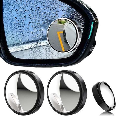 2 PCS Rotation à 360°Rétroviseurs Extérieur d'Angle Mort, HD Grand Angle avec Auto-adhésif 3M Rétroviseurs Aveugle Miroir d'Angle Réglable Blind Spot Mirror(noir) (1/5)