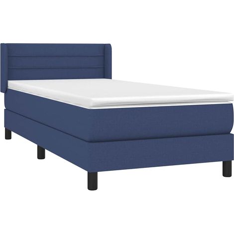 Box Spring Bed with Mattress Blue 90x200 cm Fabric vidaXL (1/4)
