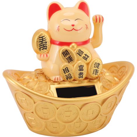 Ornement chat porte-bonheur à énergie solaire, symbole de richesse et de bienvenue, statue de chat fortuné agitant la main, pour la décoration de la maison ou du tableau de bord de la voiture, MLY2302