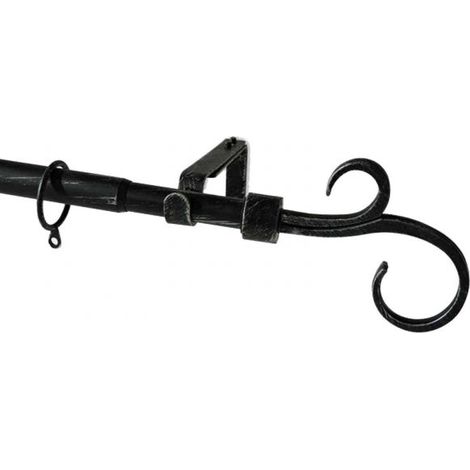 BASTONE PER TENDA IN METALLO ONDA NERO-ARGENTO 120x210cm TENDE TENDAGGI ARREDO