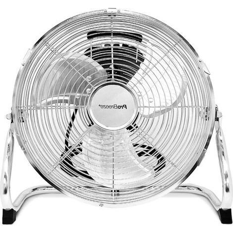 Ventilatore a piantana robusto da 30 cm in metallo cromato - Ideale per casa, ufficio e palestra - 3 velocità - Testa oscillante di 110° - Potente circolazione dell'aria