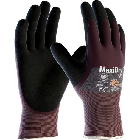 Handschuhe MaxiDry 56-425 Gr.7 lila/schwarz Nyl.EN 388 PSA II ATG 12 Stk