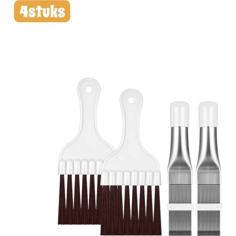 Lot de 4 brosses de nettoyage d ailettes Peigne à ailettes pour condenseur de climatiseur Nettoyant pour ailettes de climatiseurs Pour serpentins de réfrigérateur et radiateurs d évaporateur Blanc (1/5)