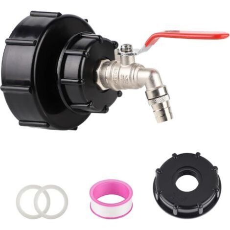 Outlet Tap, IBC Tank Accessories S100x8/S60x6 Thick Thread IBC Tank Adapter, 3/4 Inch Ball Valve for IBC Container, Rain Barrel (1/5)