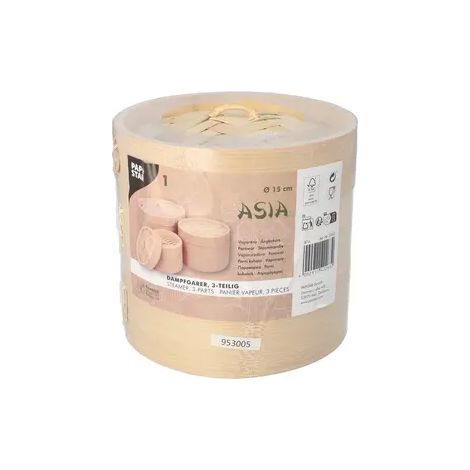 Vaporera de bambú "ASIA" 13,5x15cm 3 piezas 1 unidad. (1/2)