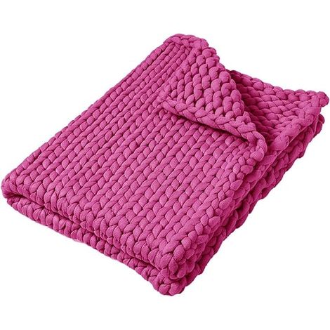 Couverture câline, Couverture tricotée douce, hiver, confortable, couverture légère, couverture chaude en peluche, couverture lestée pour canapé-lit, chaise de canapé, Rouge prune, 50 x 50 cm (1/5)