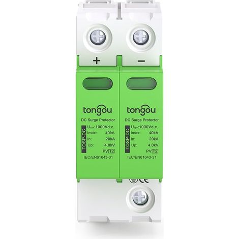 Dispositif de protection contre les surtensions pour PV, DC/1000, 2P /40 KA, distance de fuite de 10 mm, pour photovoltaïque solaire 35 mm montage sur rail DIN (1/5)