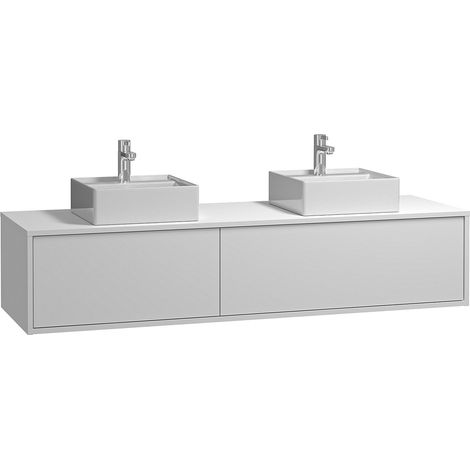 Mobile per bagno sospeso Bianco con lavabo doppio L150 cm - ISAURE II