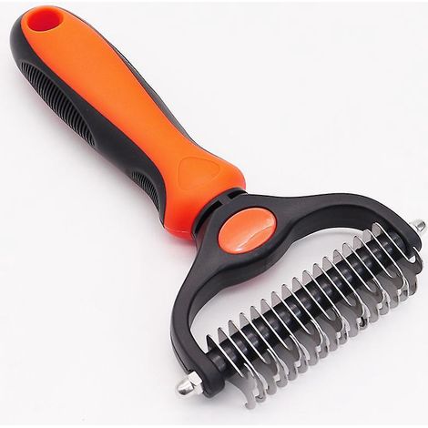 1 X Peigne Professionnel Pour Chien Et Brosse Pour Chien  Poils Longs (large Orange) Pour L'limination Du Sous-poil Rteau De Toilettage Pour Chien