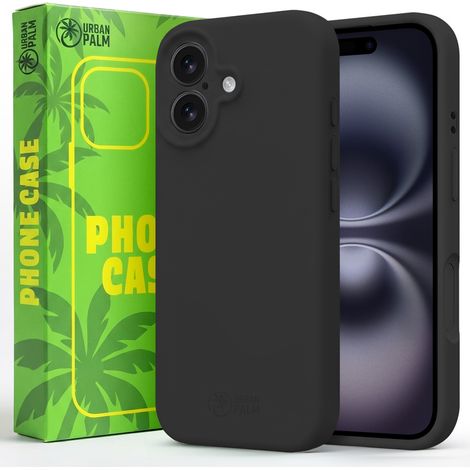 Funda UrbanPalm para iPhone 16, de silicona, compatible con MagSafe, color negro intenso. (1/5)