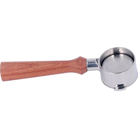 Porte-filtre 51 mm à 2 oreilles, poignée sans fond en acier inoxydable pour cafetière Delonghi ECO310 type F, palissandre du Brésil (1/5)
