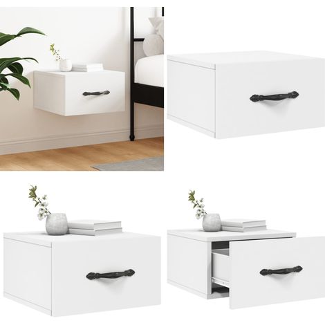Comodino a Muro Bianco 35x35x20 cm - Comodino sospeso - Arredamento casa