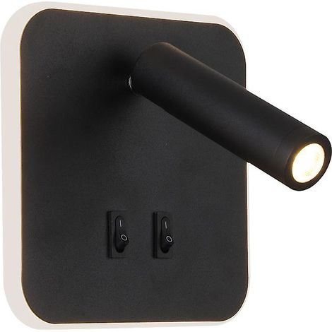 Lampe de chevet LED ronde noire 9W 3000K lumière chaude avec interrupteur (1/5)