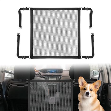 Filet Voiture pour Chien, Réglable Barrière de Voiture pour Chien 53 x 53 CM Universelle Filet Coffre Voiture Chiens Chats pour Automobile SUV Petite Voiture, 1 Pièce, Noir (1/5)