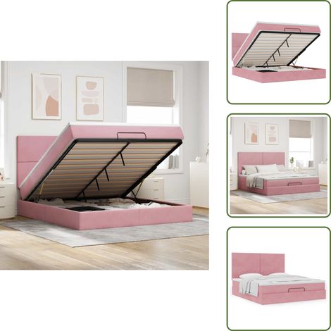 Ottoman-Bett mit Matratzen Rosa 180x200 cm Samt - Ottoman-Bett - Ottoman-Betten - Bettrahmen - Bettgestell (1/5)