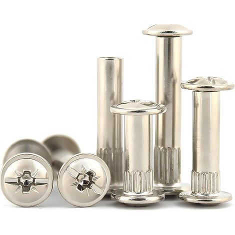 Vis de Connexion avec Boulon Connecteur Fileté à Douille M5 pour Fixation de Porte Lit Armoire en Bois Meuble de Cuisine Relieuse Plaqué Nickel Lot de 50 Ajustable 35-45 mm