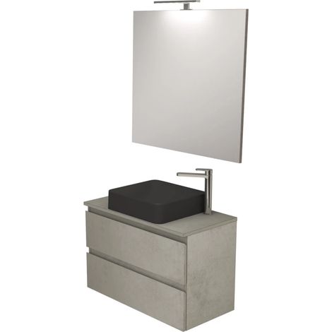 mobile bagno "leonardo" cemento con lavello ad appoggio, 78x40x50 cm (1/4)