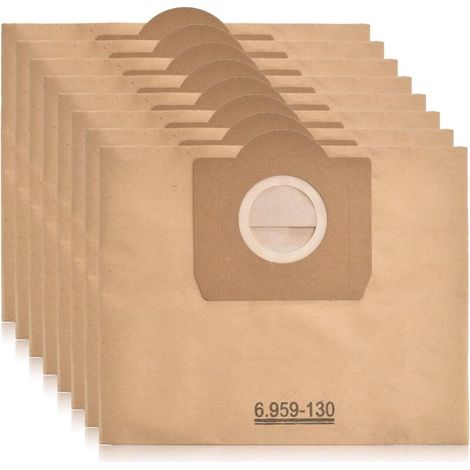 Enowelir paper dust bags, pack of 10, 6.959-130.0 A 2201/2204/2504, suitable for Kärcher WD3 WD3P wet and dry vacuum cleaners.--DTEKGAZ