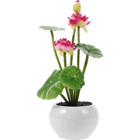 Lotus Décoration en Pot Artificiel et Plastique en Céramique Pratique et Élégante de Bureau pour ou Table de Travail Villa (1/5)