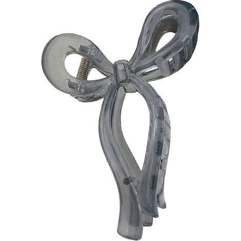 Pince à cheveux en forme de nœud papillon, couleur bonbon, style requin, antidérapante, en plastique, pour femmes.-Light Grey (1/5)