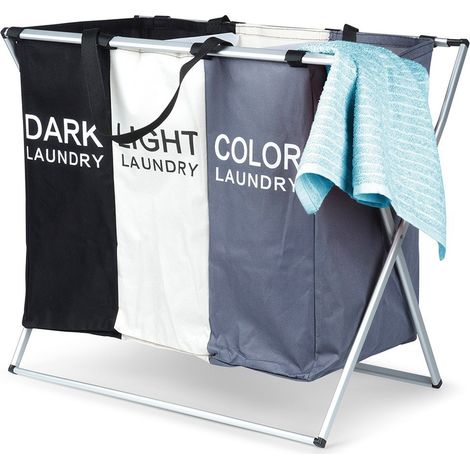 Cesta de ropa plegable de tres compartimentos de 105 l (1/5)