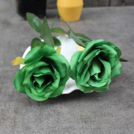 Bouquet de roses artificielles noires en soie, style gothique, pour salon (1 pièce).vert (1/5)