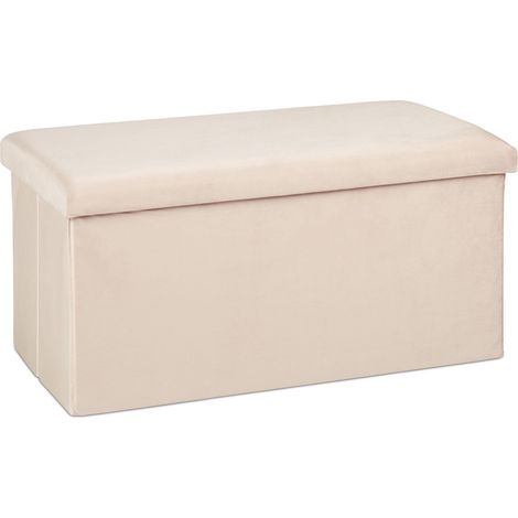 Banco plegable con arcón de almacenamiento 77 x 39 x 38 cm asiento cómodo estilo contemporáneo en terciopelo beige 130011177 (1/4)