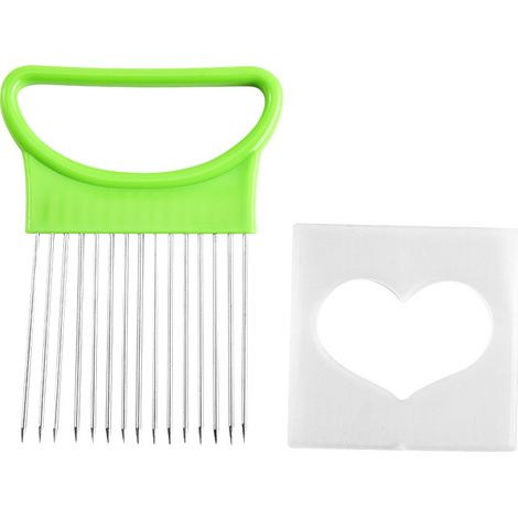 Porte-oignons 2 pièces, trancheuse à légumes, outil auxiliaire pour trancher les fruits et légumes (vert)