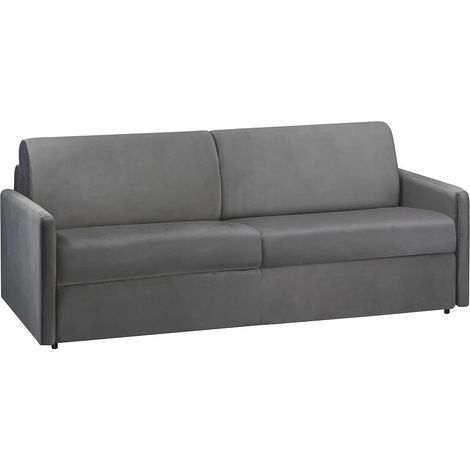 Divano letto 4 posti express in velluto grigio antracite con seduta memory foam - Letto 160 cm - Materasso 14 cm - CALIFE (1/3)