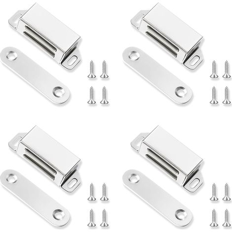 4 Pcs Aimant Porte Placard,Aimants d'Armoire,Fermeture Magnétique,Avec Magnétique Puissant,Pour Volets, Tiroir, Armoire, Porte Coulissant (1/5)