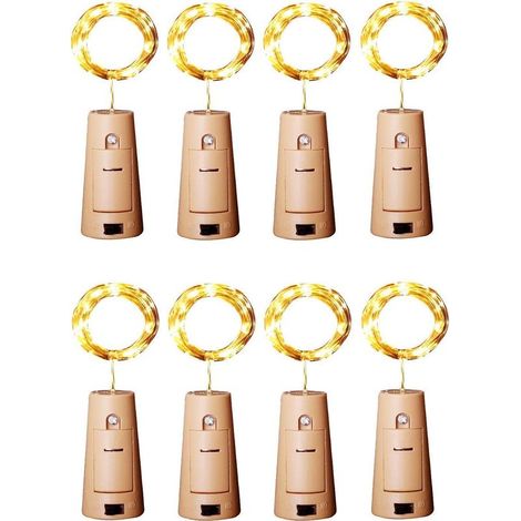 8 guirlandes lumineuses LED pour bouchons de bouteille, 20 LED par unité, piles LR44 intégrées, portée 2 m, usage intérieur/extérieur (1/5)