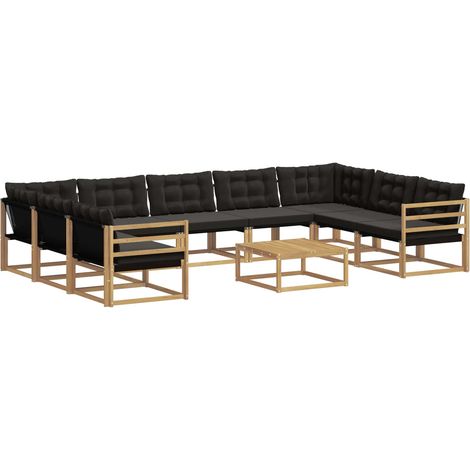 Outdoor Sofa Set with Cushion 10 pcs White and Black vidaXL (1/5)