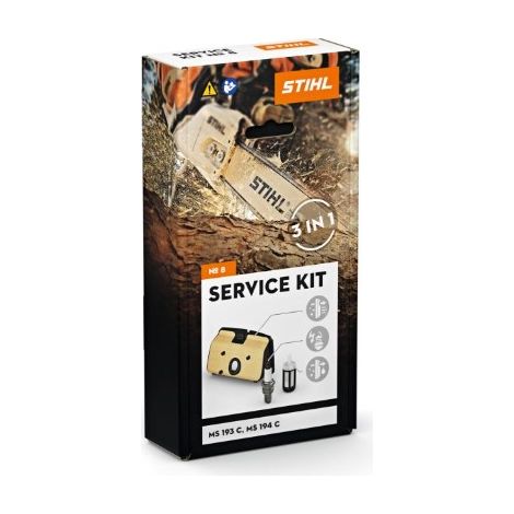 Kit de service STIHL 8 pour MS 193 C et MS 194 C 11370074100 – Filtre à air polaire – Bougie d'allumage – Filtre à carburant
