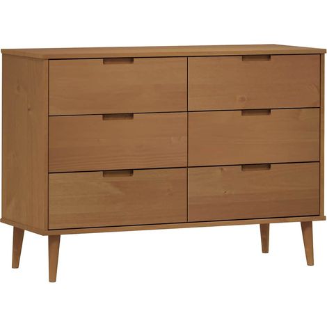 Commode MOLDE Marron 113x40x80 cm Bois de pin massif (1/5)